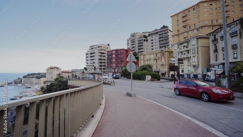 Monaco summer Houses streets and roads with cars in Monte Carlo Monaco summer Houses streets and roads with cars in Monte Carlo
