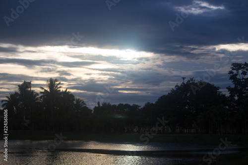beautiful sunset on the lake,Thailand