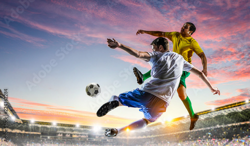 Soccer players at stadium. Mixed media © Sergey Nivens