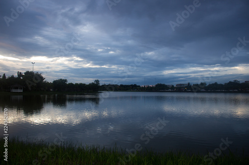sunset over the lake