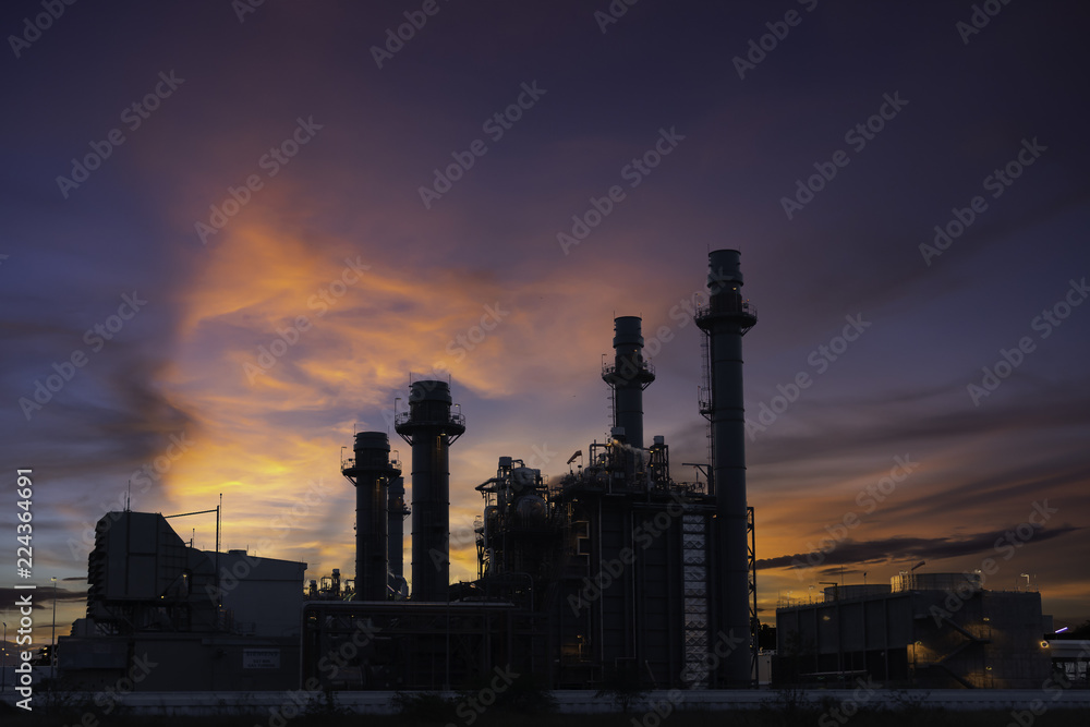 Petrochemical Industrial. Oil refinery and Oil industry at sunset