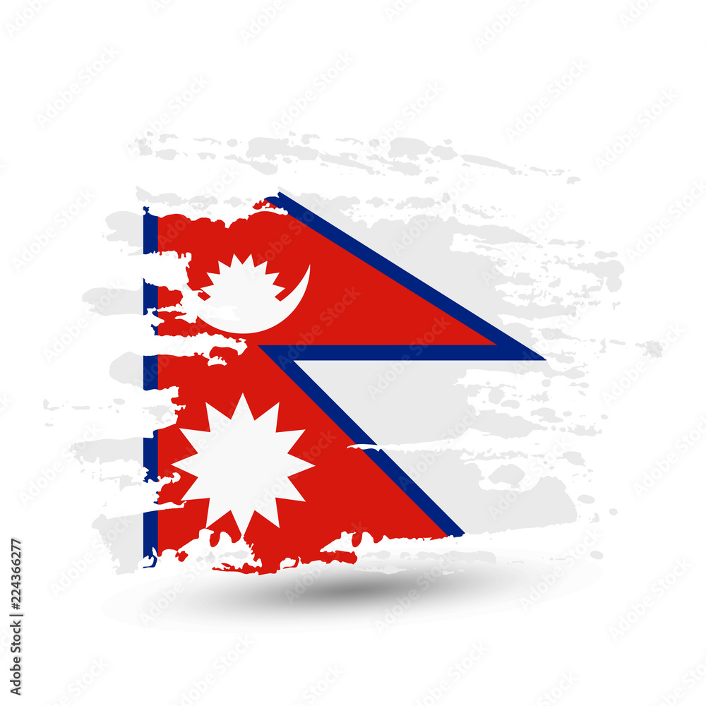 Grunge brush stroke with Nepal national flag Grunge brush stroke with Nepal national flag