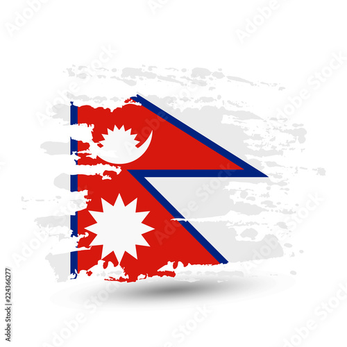 Grunge brush stroke with Nepal national flag