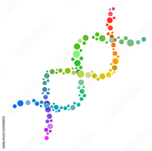 Abstraction of DNA, double helix consisting of colorful dots, eps10 vector