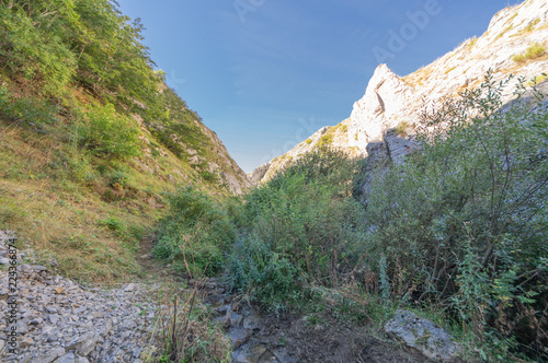 Narrow path between the mountain in the north of Leon (Spain) photo