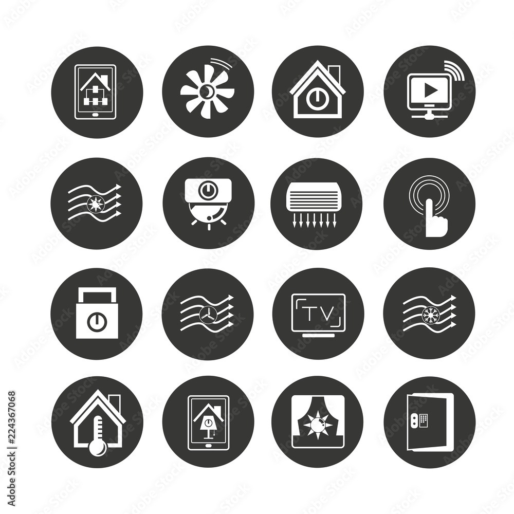 smart home icon set in circle buttons smart home icon set in circle buttons