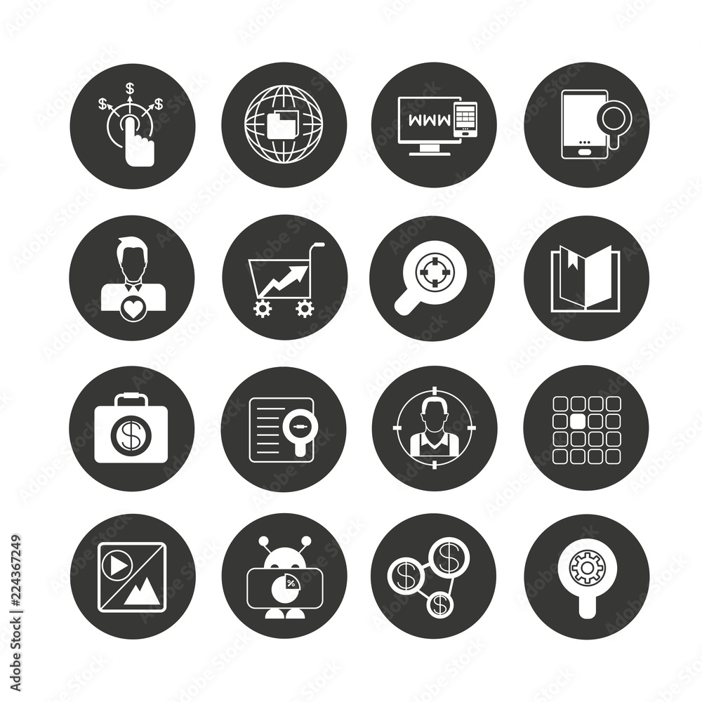marketing icon set in circle buttons marketing icon set in circle buttons