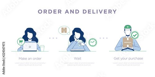 Presentation slide templatefor. Shopping concept illustration. Vector
