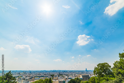 Panoramic view of Paris seen from Montmartre terrace photo