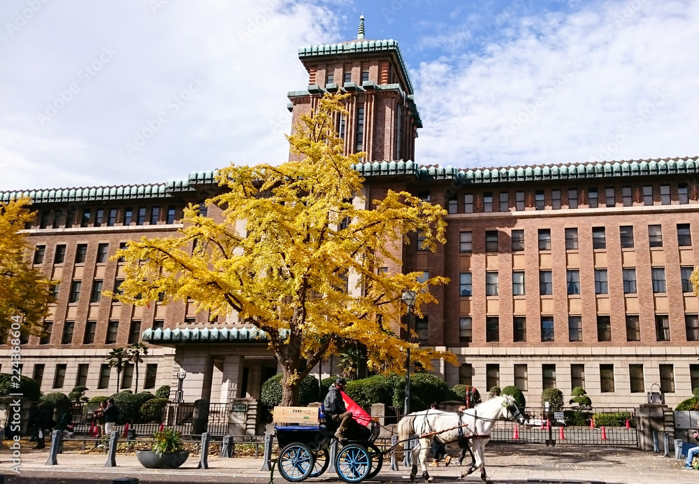 Obraz premium 港町のレトロな秋の風景