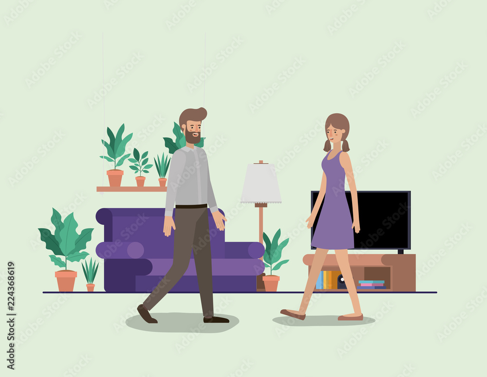 Fototapeta premium young couple on the livingroom