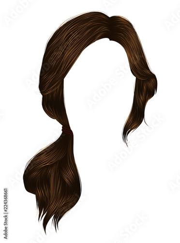 trendy women hairs brunette brown colour .tail .  fashion beauty style .