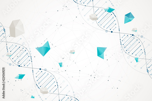 Science template, wallpaper or banner with a DNA molecules. Vector illustration.