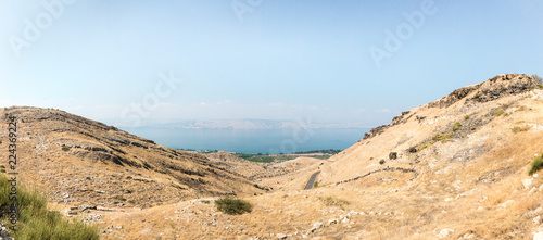 View from  the ruins of the Greek - Roman city of the 3rd century BC - the 8th century AD Hippus - Susita to Golan Heights, Israel photo