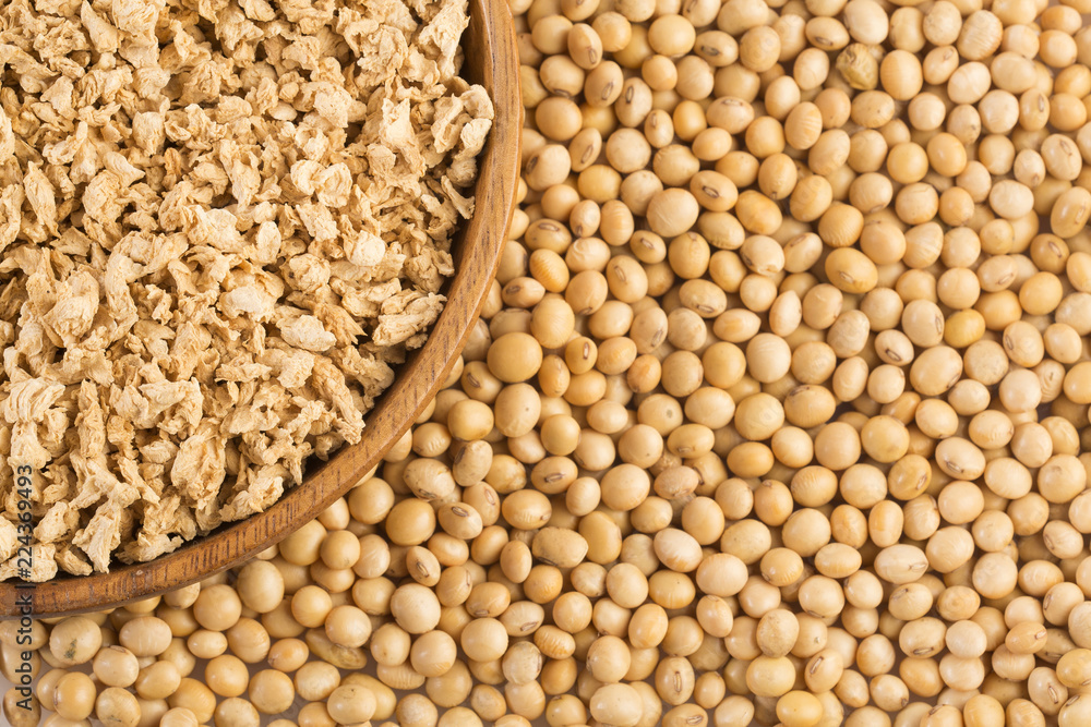 Obraz premium Crushed soybeans - Glycine max. White background