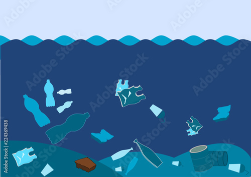 waste in the sea or ocean .Illustration vector.