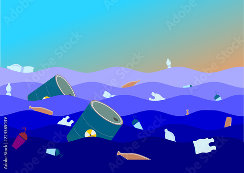 waste in the sea or ocean .Illustration vector.