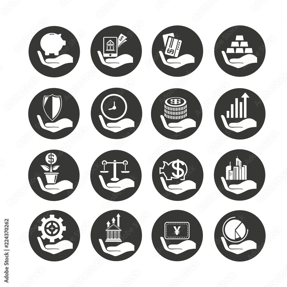 financial insurance icon set in circle buttons financial insurance icon set in circle buttons