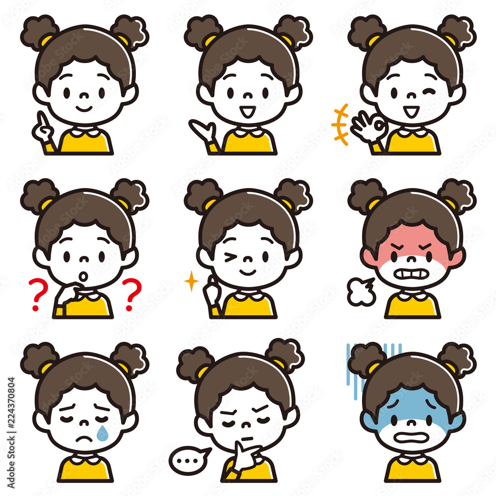 女の子　表情　セット