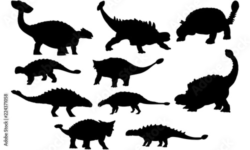 Ankylosaurus Dinosaur svg files cricut,  dinosaur silhouette clip art, Vector illustration eps, Black  overlay