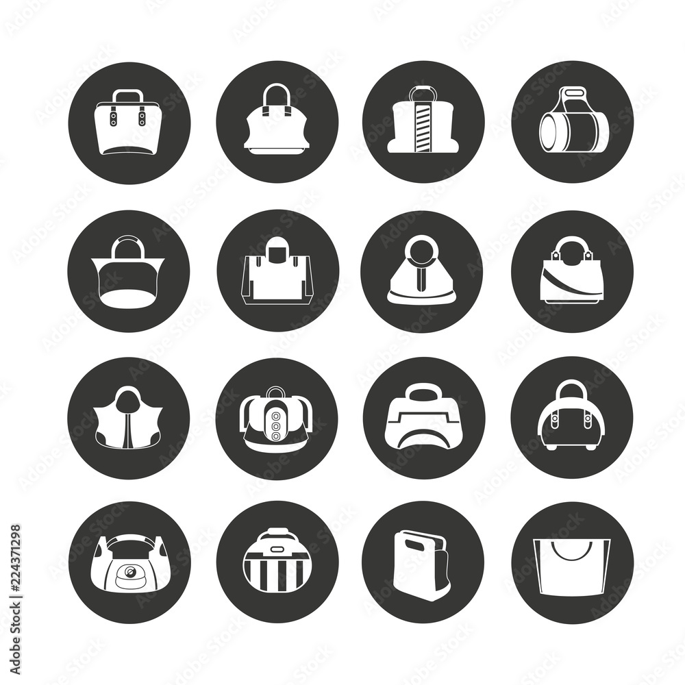 fashion bag icon set in circle buttons fashion bag icon set in circle buttons