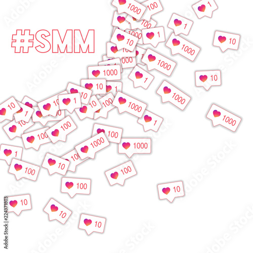 Social media icons. Smm concept. Falling gradient 