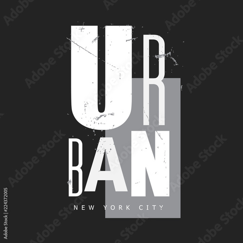 Urban New York City Typography. T-shirt print, poster, banner, postcard, flyer. Grunge style. Elements for design.