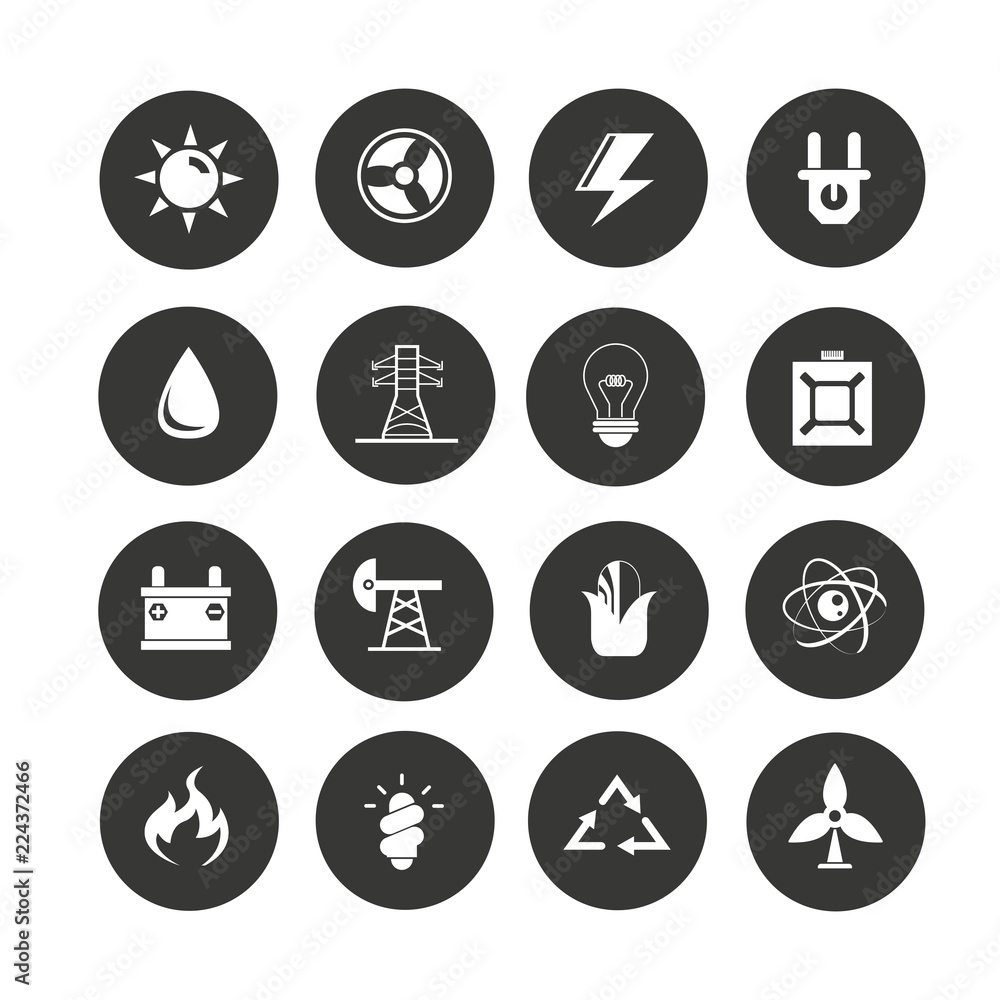 energy icon set in circle buttons energy icon set in circle buttons
