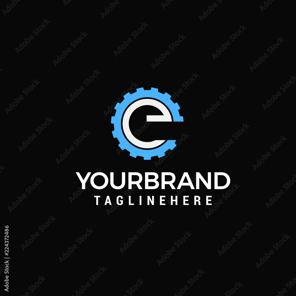 Gear Logo Letter E design template Gear Logo Letter E design template