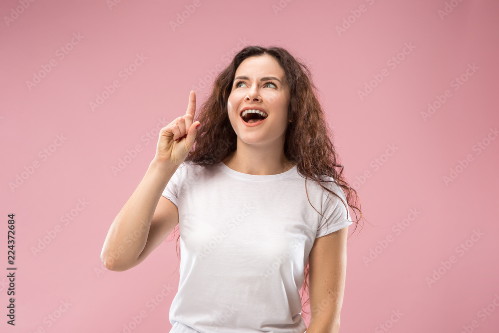 Remember all. Let me think. Doubt concept. Doubtful, thoughtful woman remembering something. Young emotional woman. Human emotions, facial expression concept. Studio. Isolated on trendy pink. Front Remember all. Let me think. Doubt concept. Doubtful, thoughtful woman remembering something. Young emotional woman. Human emotions, facial expression concept. Studio. Isolated on trendy pink. Front