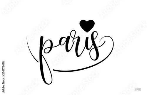 paris typography text with love heart