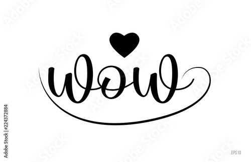 wow typography text with love heart