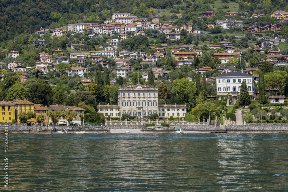 A view of Tremezzo from Lake Como in Lombardy, Italy.