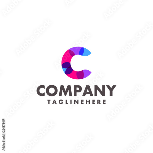 abstract colorful letter C  logo design for business company with modern neon color