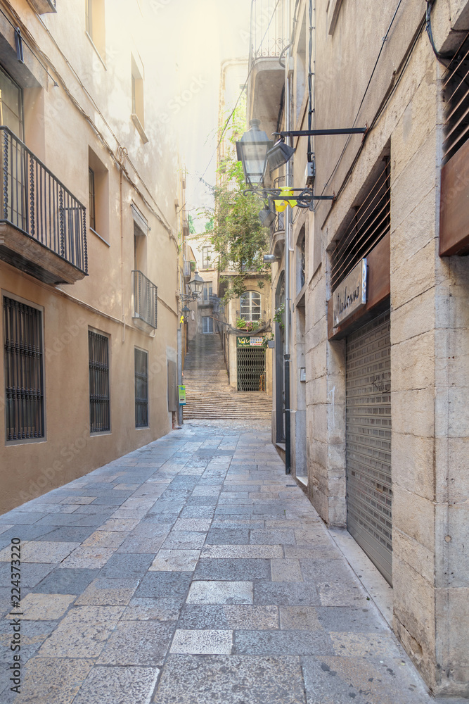 narrow streets of the old Spanish city of Girona
