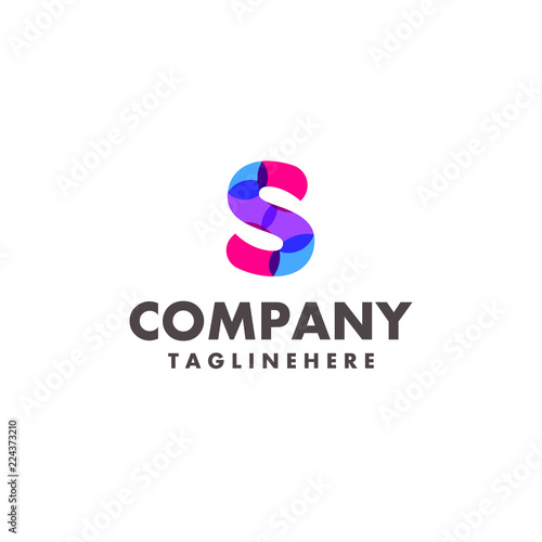 abstract colorful letter S logo design for business company with modern neon color