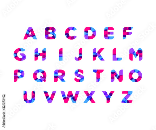 abstract colorful alphabet with modern neon color