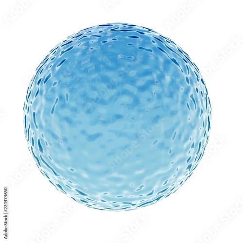 3D rendering of water ball with ripples on surface