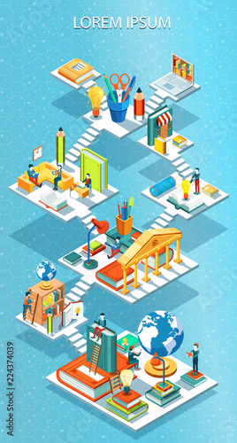Educational isometric concept vector illustration