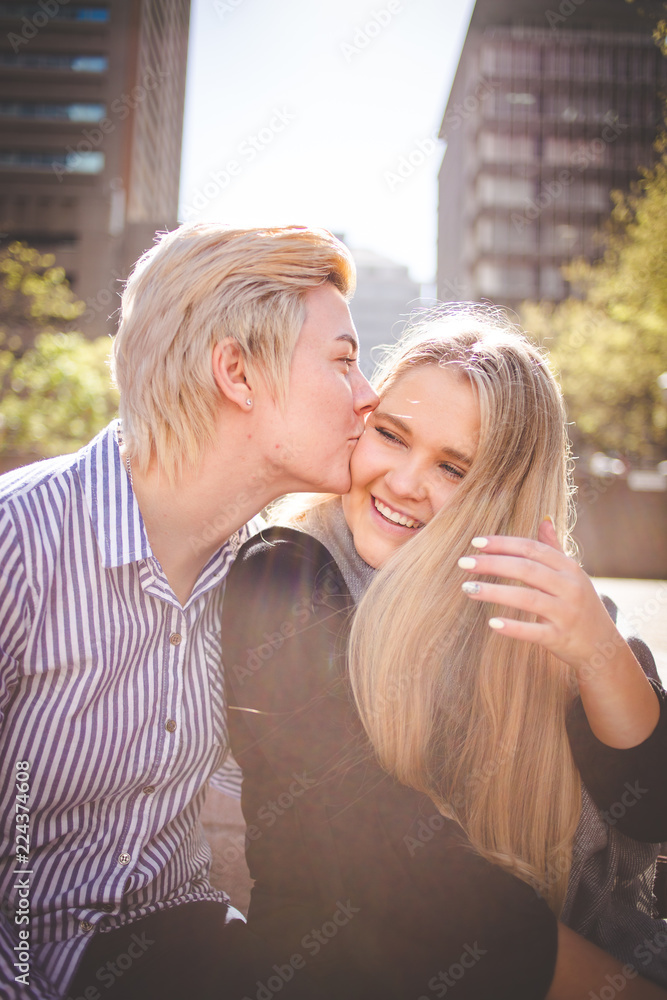 Close up image of a same sex female / lesbian couple enjoying sightseeing in the Cape Town South Africa city Center Close up image of a same sex female / lesbian couple enjoying sightseeing in the Cape Town South Africa city Center