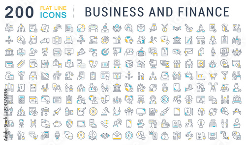 Set Vector Line Icons of Business and Finance.