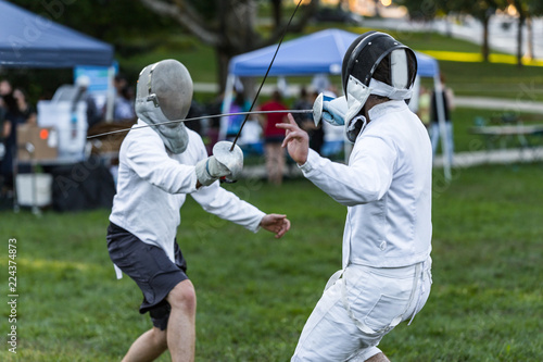 Battle of two fencing athletes