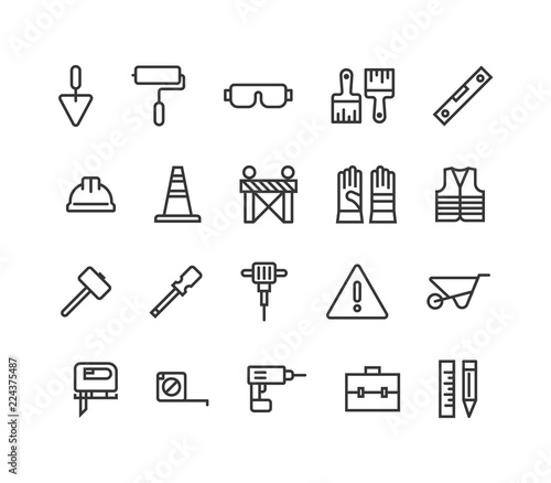Set Construction Icons Editable Stroke. 48x48 Pixel Perfect. Vector