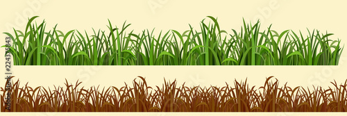 cartoon grass in a row in two variations