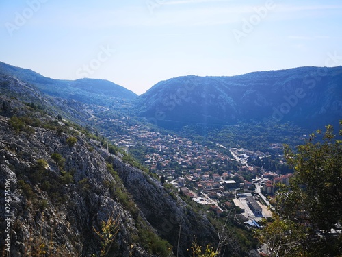 Stunning Scenic Views from Various Stages of Climb up the Castle of San Giovanni in Kotor Montenegro containing Blue Sea and Mountain Views