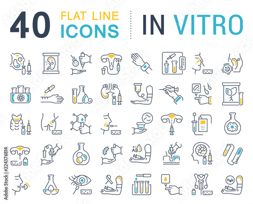 Set Vector Line Icons of In Vitro