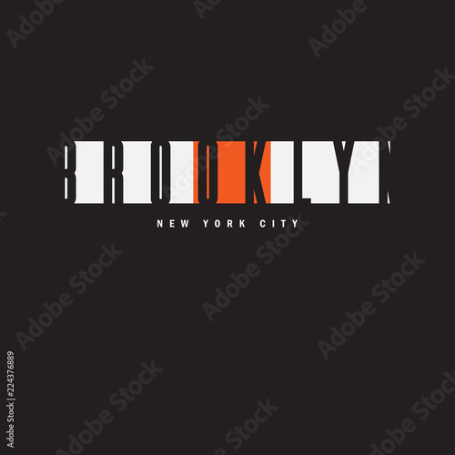 Brooklyn New York City Typography. T-shirt print, poster, banner, postcard, flyer. Grunge style. Elements for design.