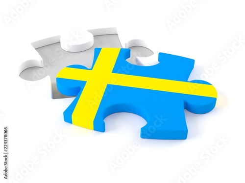 Obraz na plátně Jigsaw puzzle with swedish flag