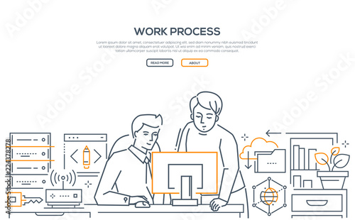 Work process - modern line design style banner