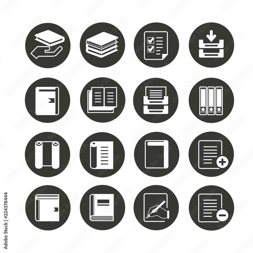 book icon set in circle buttons book icon set in circle buttons